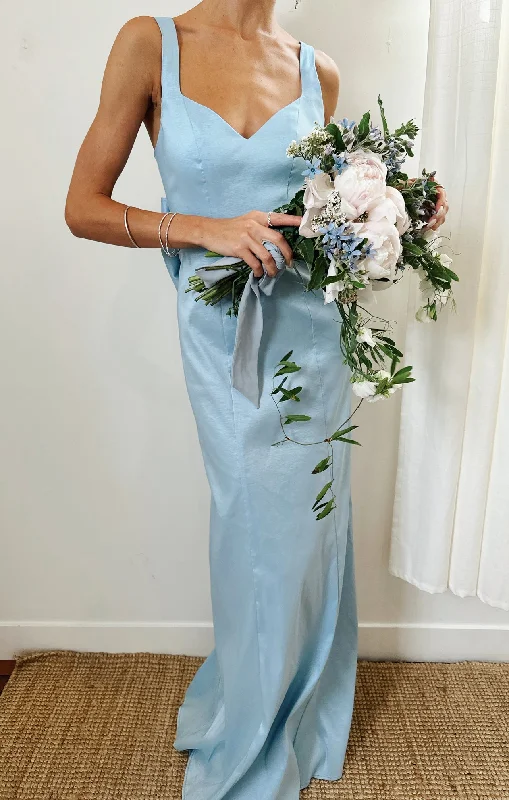 Charlotte Bow Dress ~ Light Blue Taffeta