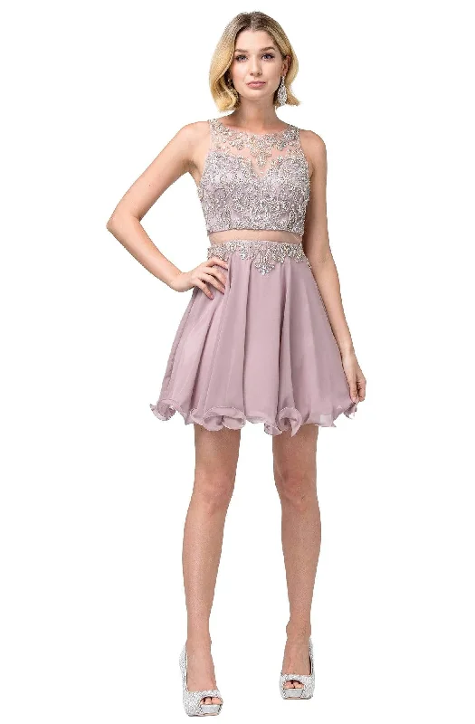 Dancing Queen - 3052 Embellished Halter A-line Cocktail Dress