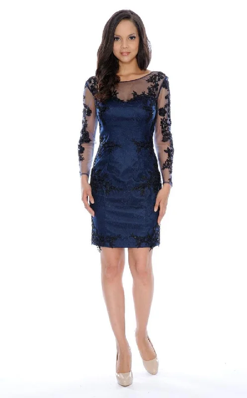 Decode 1.8 Long Sleeve Illusion Bateau Neck Dress - 1 Pc Black Navy in Size 6 Available