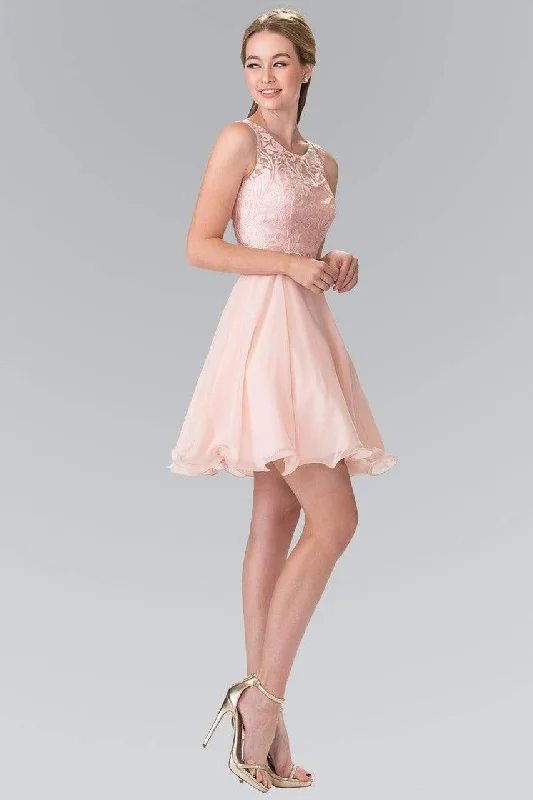 Elizabeth K - GS2314 Sleeveless Lace Bodice A-Line Short Dress