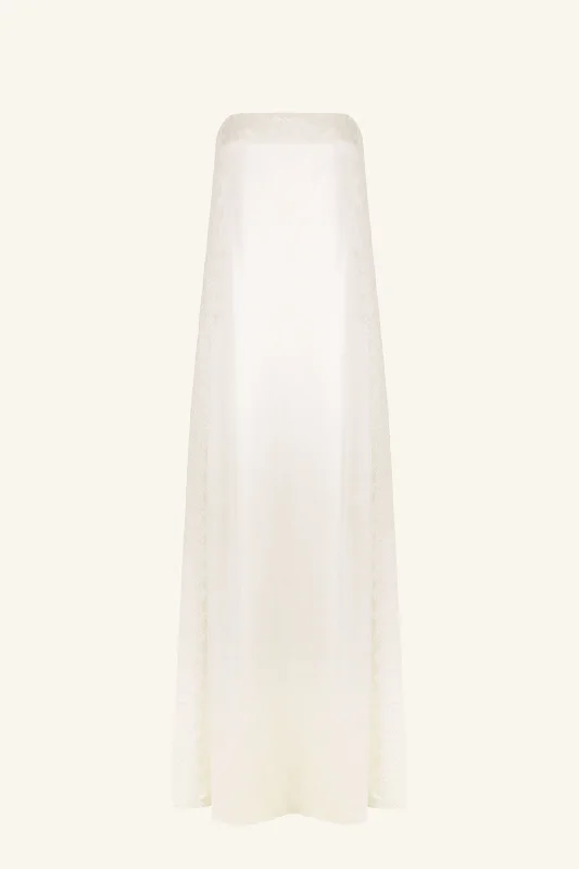 LA LUNE CUMULUS SILK STRAPLESS LACE COLUMN MAXI DRESS - IVORY