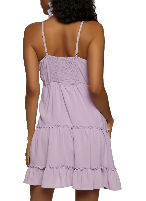 Crochet Trim Tiered Cami Dress