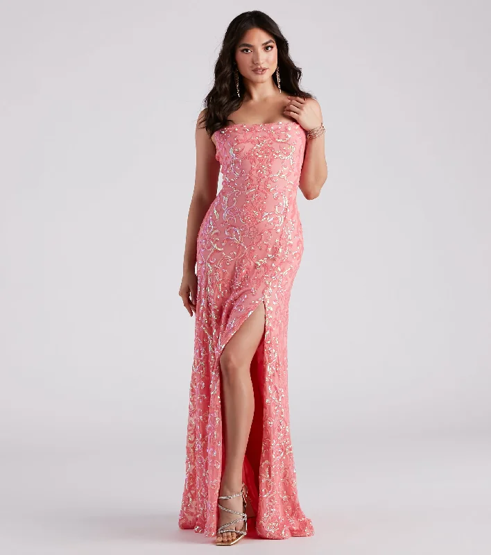 Lynda Formal Sequin A-Line Long Dress