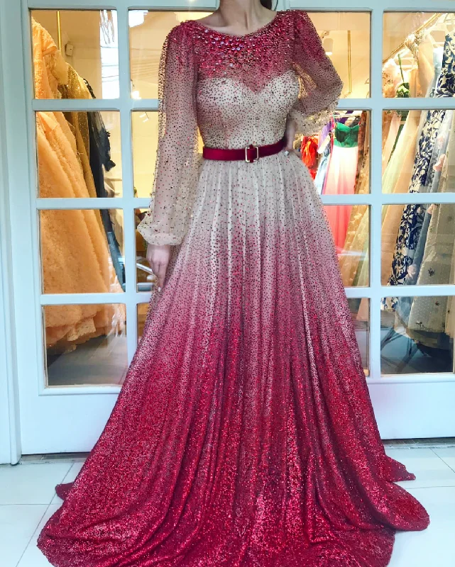 Maroon Romance Gown