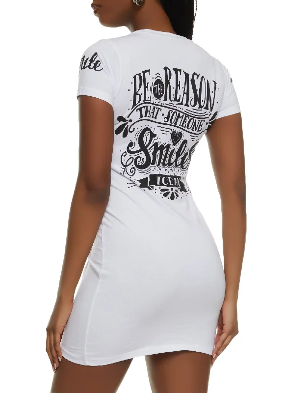 Keep On Smiling Graphic T Shirt Dress