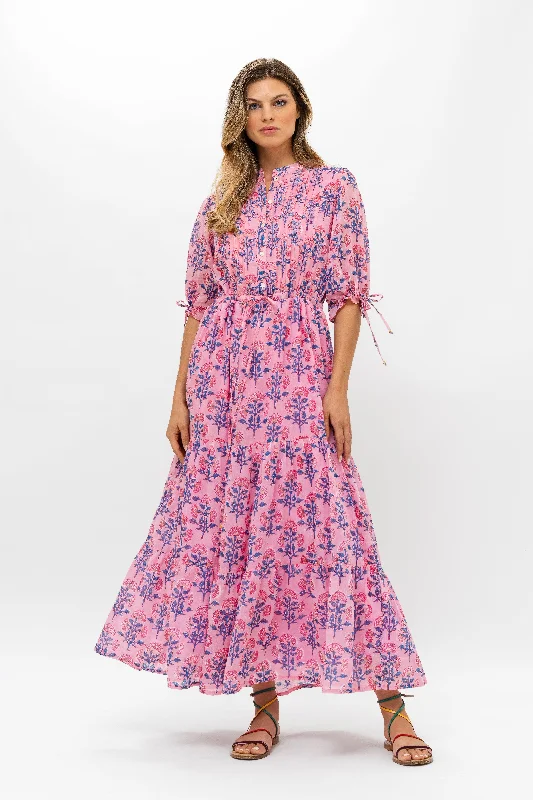 Cinched Pintuck Maxi- Sconset Pink