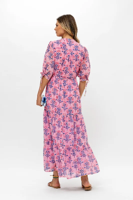 Cinched Pintuck Maxi- Sconset Pink