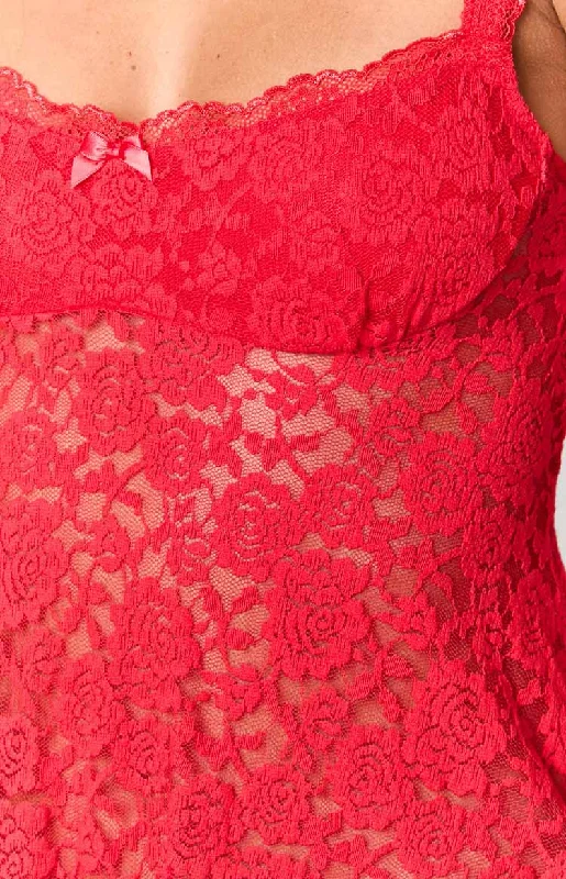 All Mine Red Lace Mini Dress