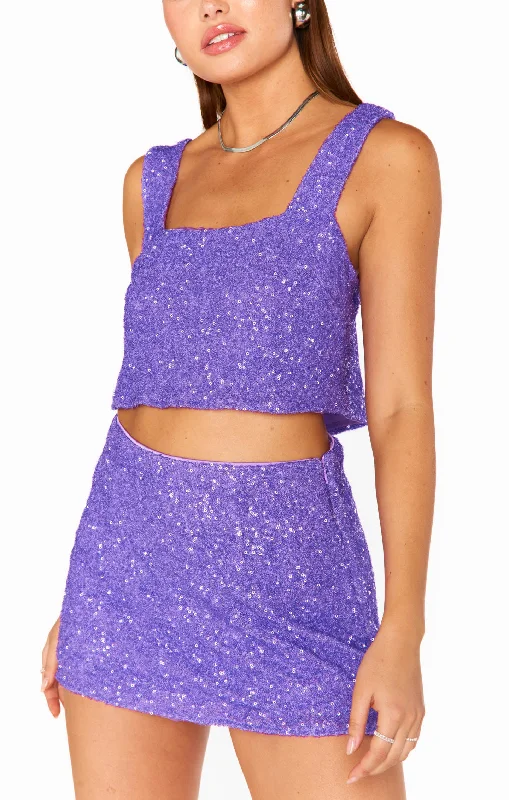 All Night Skort ~ Violet Sequins