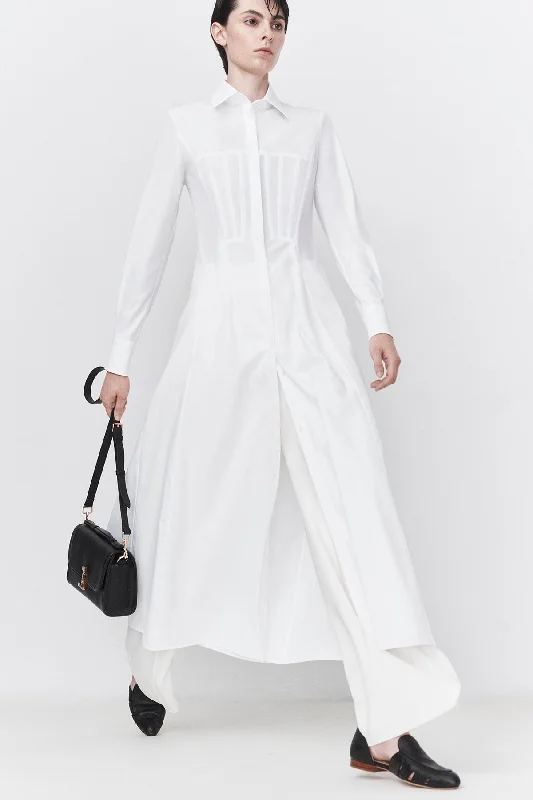 Eugene Shirtdress in White Sea Island Cotton Poplin