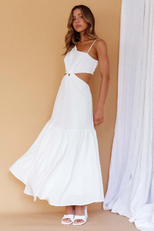 Evening Breeze Cut-Out Waist Maxi Dress White