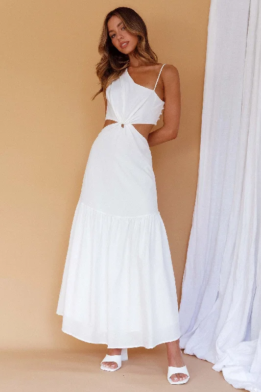 Evening Breeze Cut-Out Waist Maxi Dress White