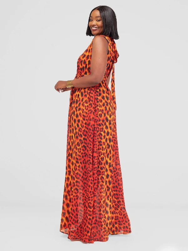 Kakiba Collection Njeri Tent Dress - Brown Animal Print