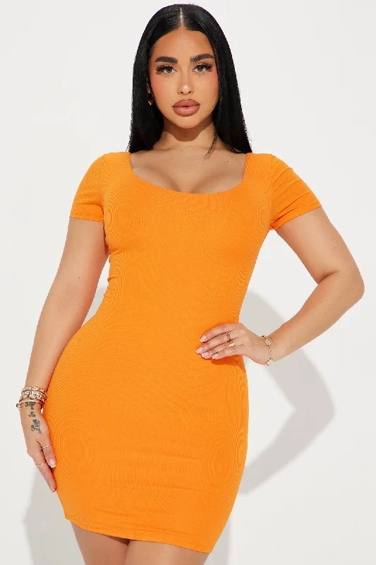 Locked In Double Lined Mini Dress - Orange