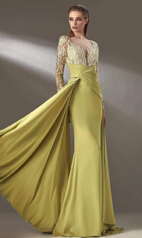 MNM Couture - K3893 Long Sleeves Sheath Evening Dress