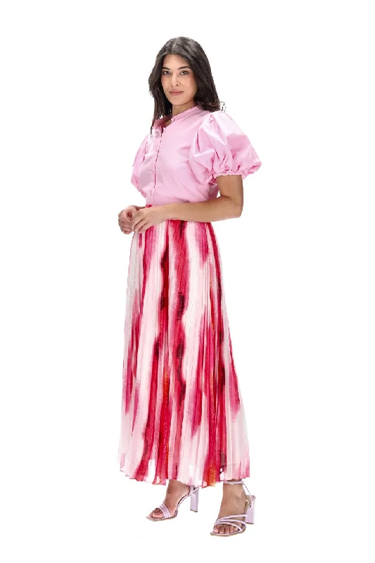 Gina Maxi Skirt Pleated Pink