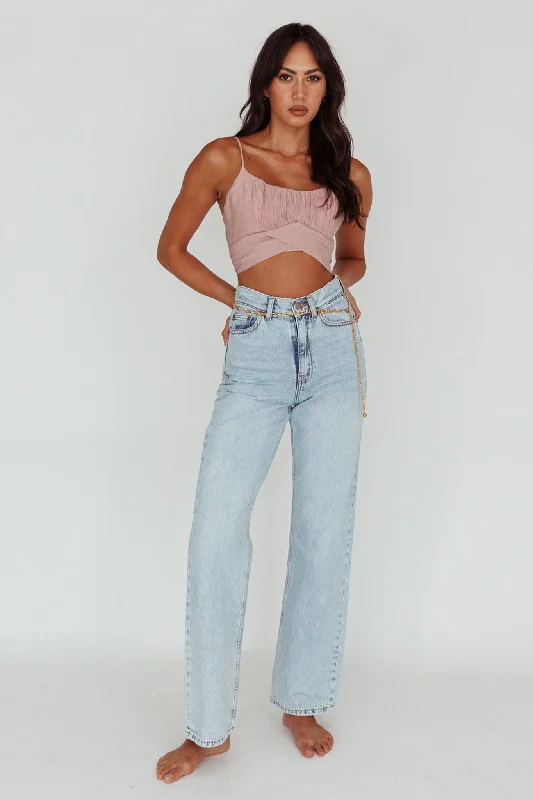 Linka Cami Strap Crop Top Blush