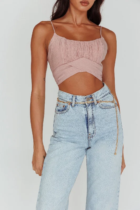 Linka Cami Strap Crop Top Blush