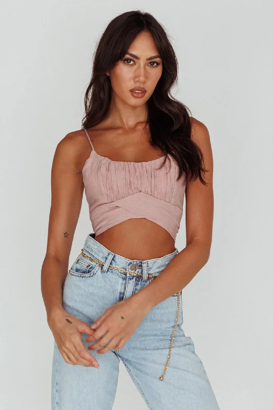 Linka Cami Strap Crop Top Blush