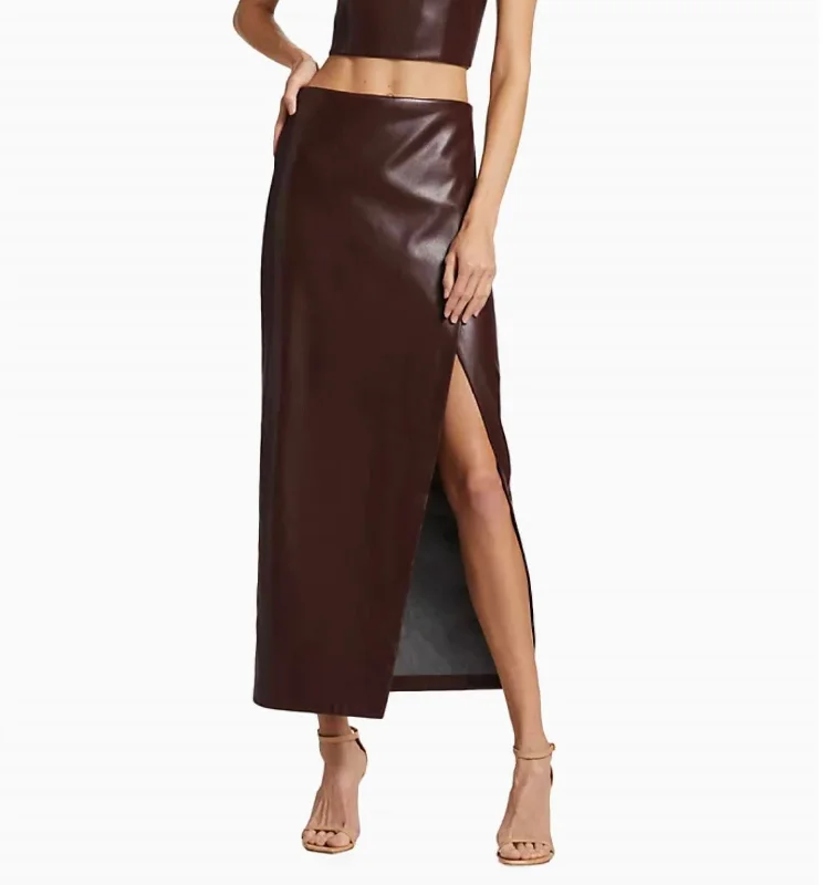 Siobhan Vegan Leather Skirt In Toffee