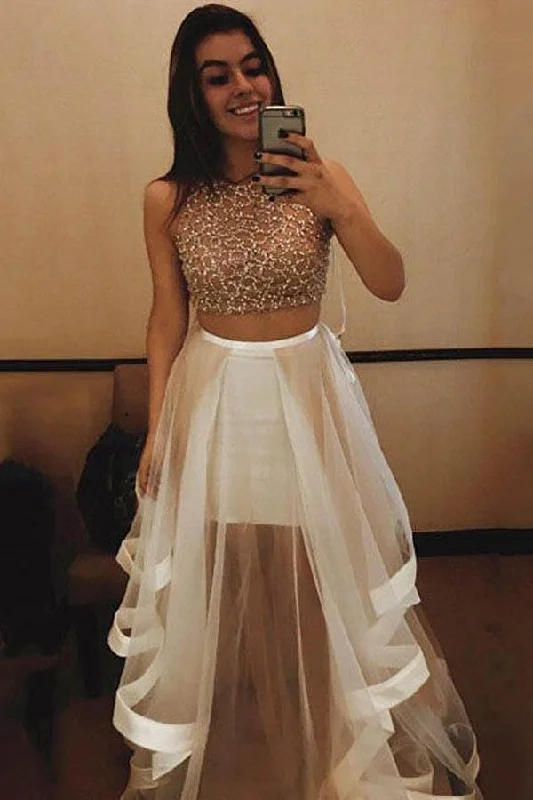 Your Favorite Items on Sale Now!A-line Two Piece Tulle Prom Dresses Party Dresses Evening Dresses PG515