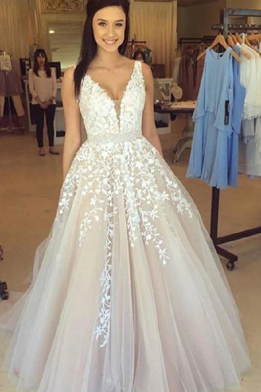 Your Favorite Items on Sale Now!A-line V Neck Light Long Prom Dresses With Tulle A-line/Princess WD207