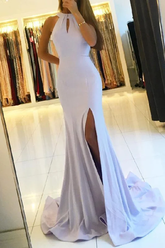 Stock Up and Save!Backless Mermaid Long Prom Dresses with Side Slit,Simple Party Dresses PG510