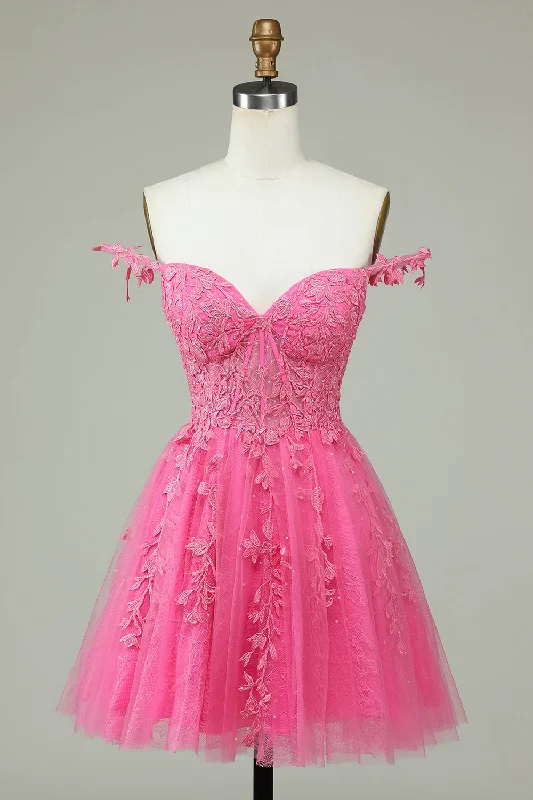 Biggest Sale of the Season!Cute A Line Spaghetti Straps Pink Short Prom Dress with Appliques