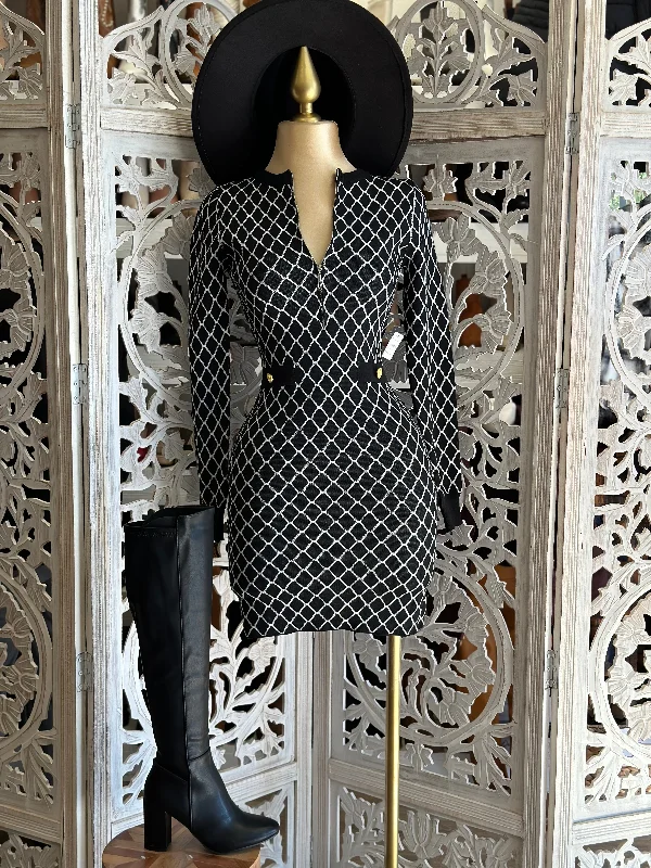 Limited Time Offer!Diamond Pattern Sweater Dress