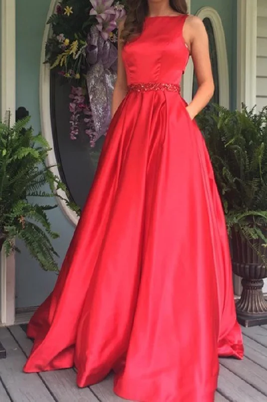 Hottest Discounts of the Year!Elegant A-line Red Long Prom Dress Evening Dress with Open Back  PG537