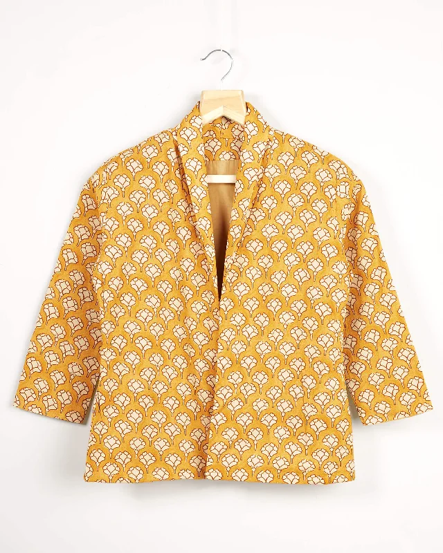 Sale Alert – Get Ready to Shop!Yellow Ethnic Printed Kimono Jacket