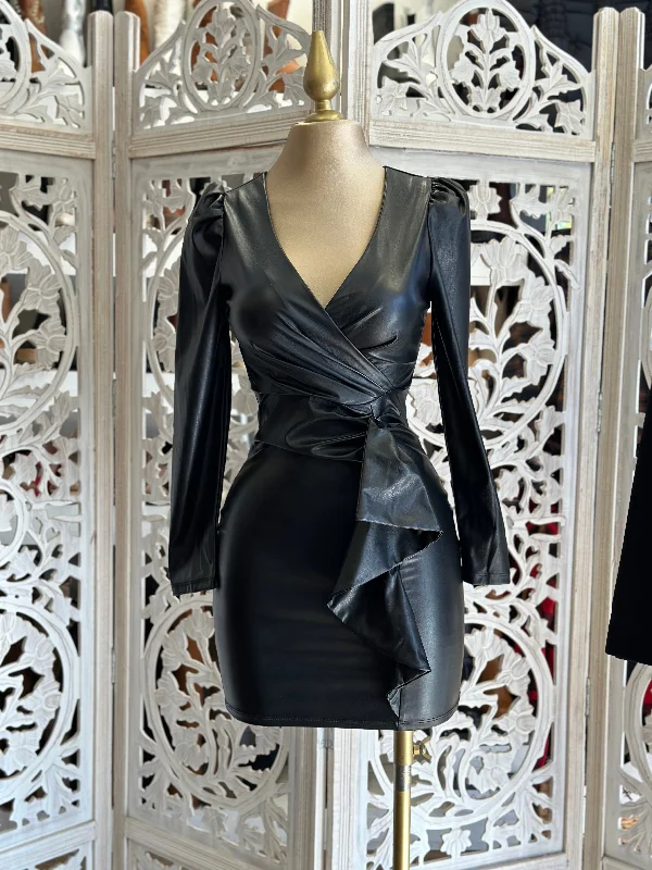 Unlock Huge Savings Now!Faux Leather Wrapped Dress