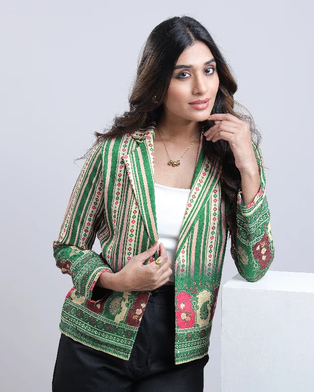 Get More for Less!Feel The Edge: Ethnic Paisley Open Front Womens Jacket
