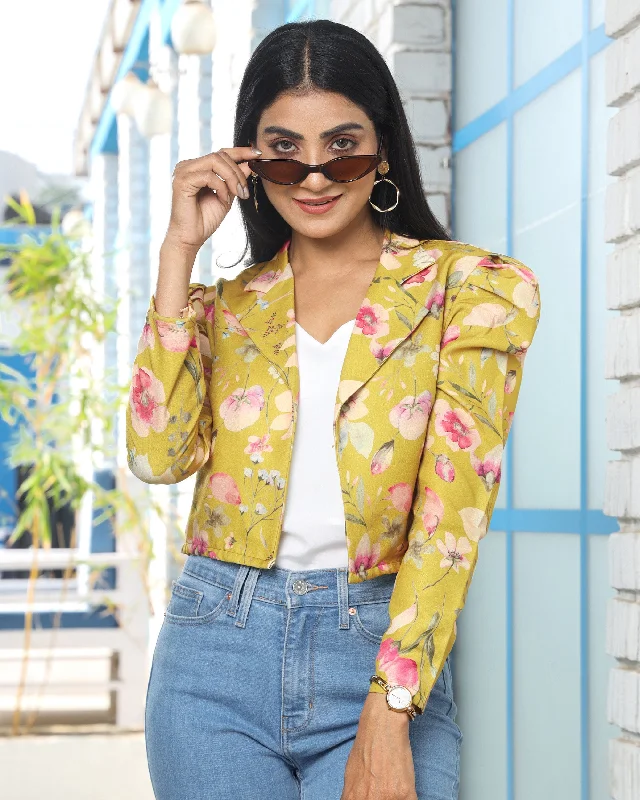 Don’t Wait – Deals Won’t Last!Full Blooms Floral Puff Sleev Women's Jacket