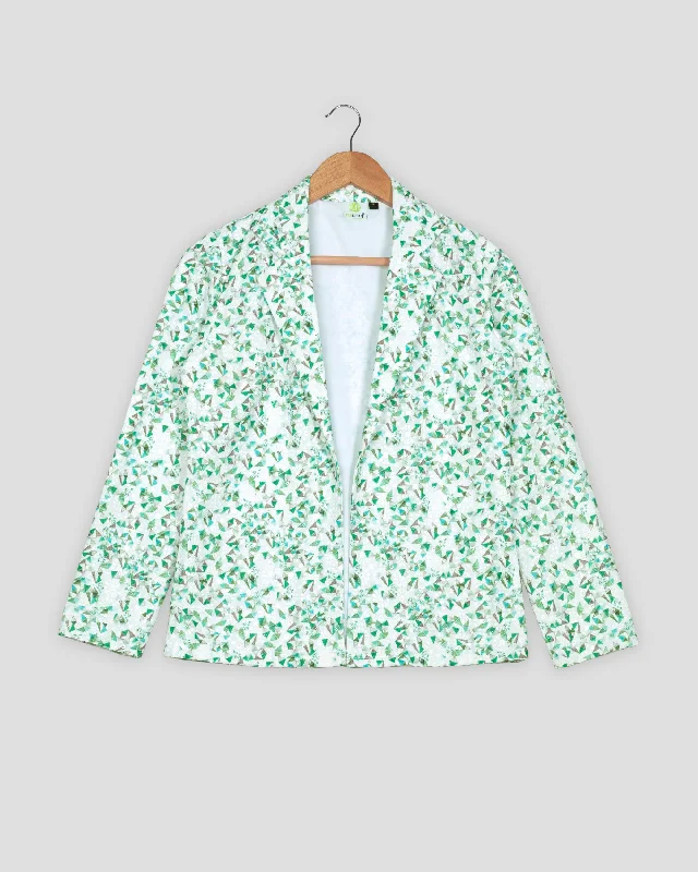 Sale Alert – Get Ready to Shop!Geometric Floral Embroidery Work Green Women's Jacket