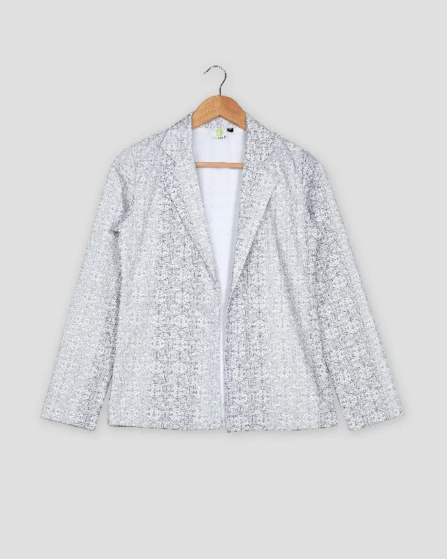 Find the Best Deals Here!Geometric Floral Embroidery Work Grey Women's Jacket