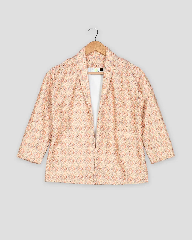 Unmissable Offers Await!Geometric Floral Embroidery Work Orange Women's Jacket