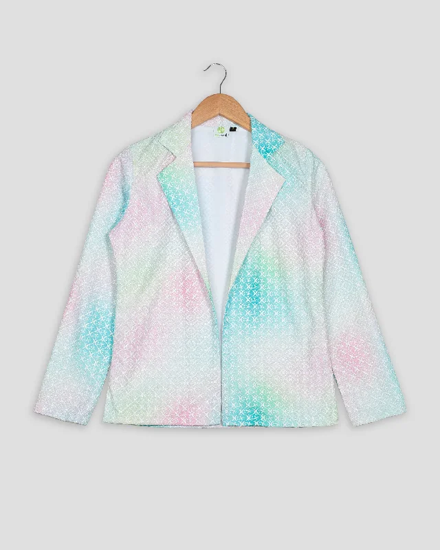 Bigger Savings, Better Shopping!Geometric Floral Embroidery Work Tie And Dye Women's Jacket
