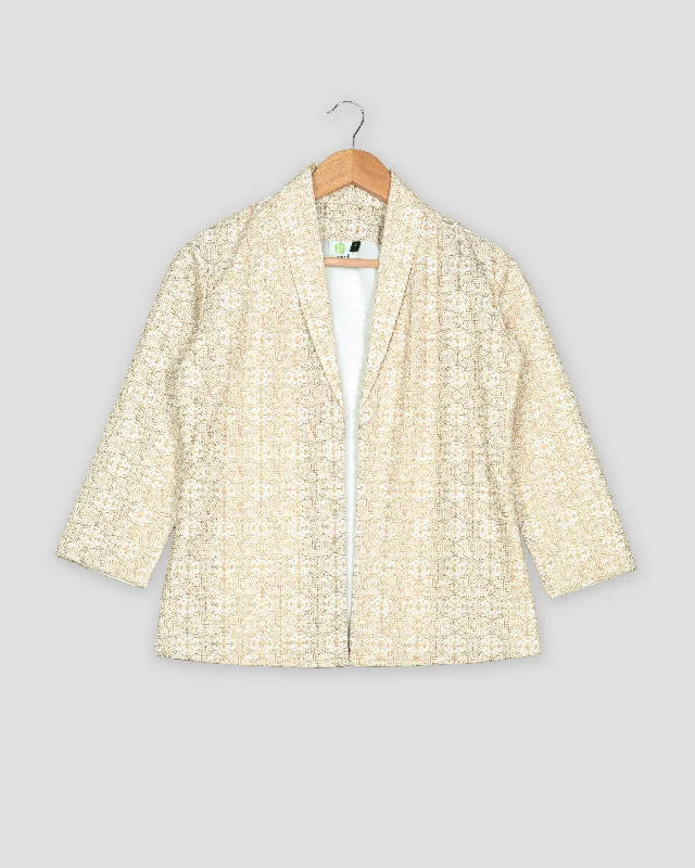 Limited Edition, Limited Price!Geometric Floral Embroidery Work Yellow Women's Jacket