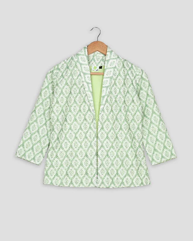 Seasonal Sale – Shop Now!Geometric Floral Sequins Embroidery Work Green Women's Jacket