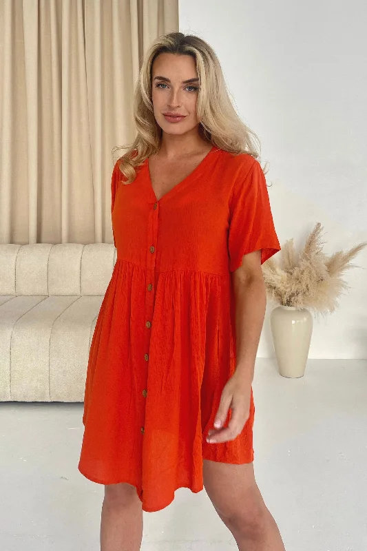 Massive Price Cuts!Georgina Orange Smock Dress