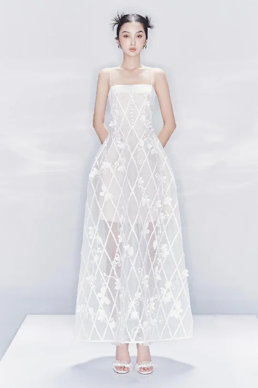 Unmissable Offers Await!Gresham A-line Spaghetti Strap Mesh Floor Length Dress