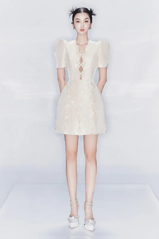 New Discounts Just Dropped!Griffith A-line Puffy Sleeved Taffeta Mini Dress