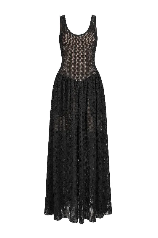 Save Like Never Before!Hartman A-line Scoop Neck Mesh Lace Floor Length Dress