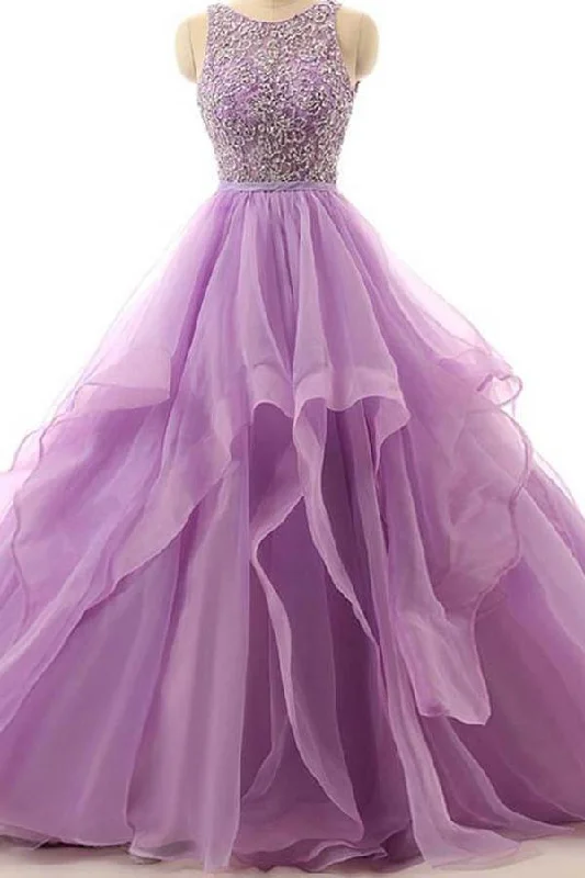 Save Like Never Before!Illusion A-line Organza Evening Prom Dresses With Beading  PG574
