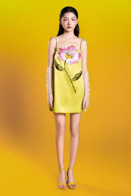 Don’t Wait – Deals Won’t Last!Iris Kiwi Straight Spaghetti Strap Silk Mini Dress