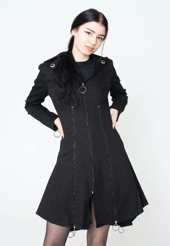 Your Chance to Save is Now!Jawbreaker - Fitted Coat With Zip Detail Black - Jacket
