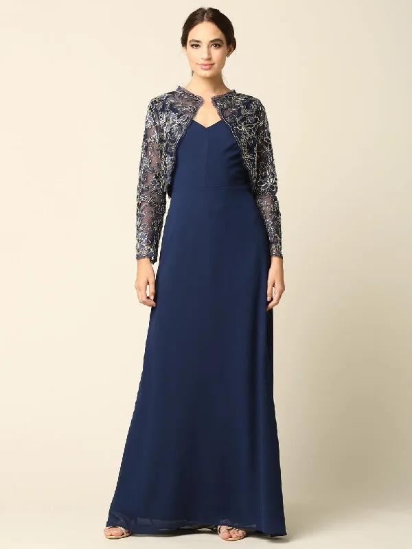 Must-Have Deals Inside!Long Formal Mother of the Bride Lace Jacket Dress