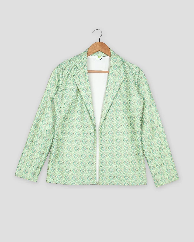 Limited Deals, Unlimited Savings!Luxe Floral Embroidery Work Green Geomentric Women's Jacket