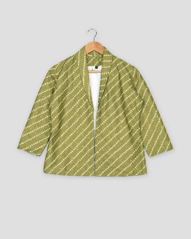 Buy More, Pay Less!Luxe Floral Embroidery Work Green Geomentric Women's Jacket